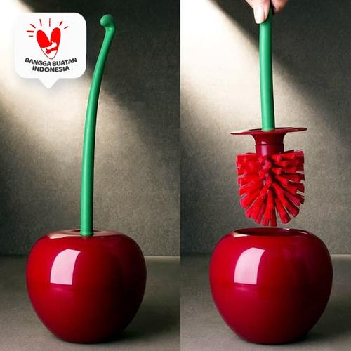 Foto Produk Pel Merah | sikat kloset wc tongkat toilet panjang lucu model apel dari Mendekor