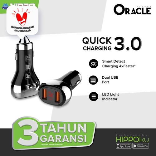 Foto Produk Hippo Oracle Car Charger Mobil Quick Charge 3.0 With LED Indicator - Hitam dari Hippo Official Store