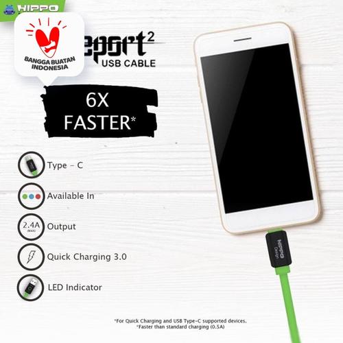 Foto Produk HIPPO Teleport 2 USB TYPE C 200 CM kabel Data Kabel Charger dari Hippo Official Store