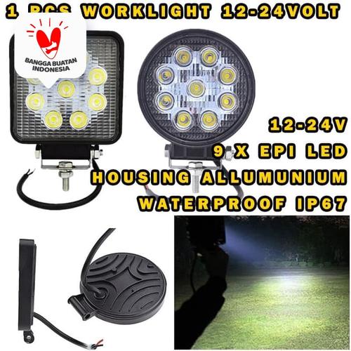Foto Produk LED WORKLIGHT 27W WORK LIGHT LAMPU TEMBAK LAMPU SOROT 27W 12-24 VOLT - BULAT dari Modifikasi Market