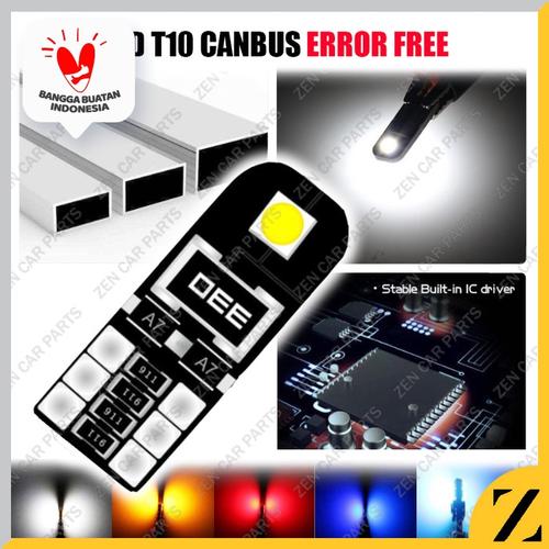Foto Produk LAMPU LED T10 ERROR FREE W5W CANBUS BLACK 2 SISI SUPER BRIGHT CHIP SMD - Putih dari Zen Car Parts