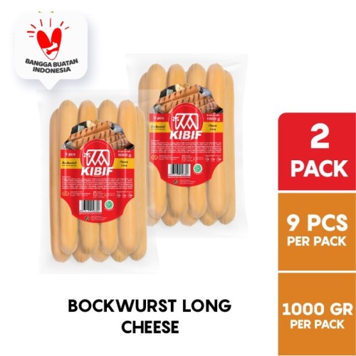 Foto Produk KIBIF Beef Bockwurst Long Cheese / Sosis Sapi @ 9 Pcs Multipack dari KIBIF Official Store