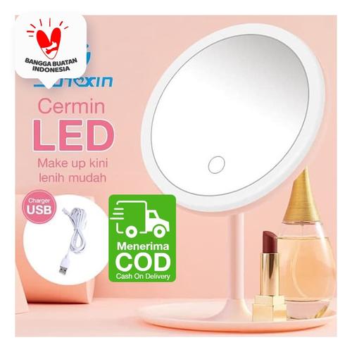 Foto Produk CERMIN MAKEUP dengan lampu LED dengan USB Charger - Merah Muda dari SUNXIN