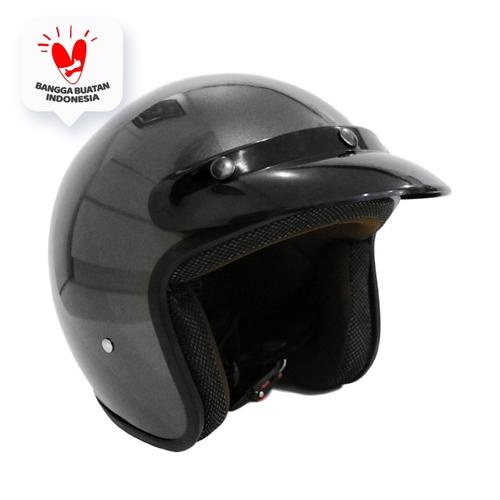 Foto Produk Helm Bogo Retro Pet Polos Abu-Abu SNI dari JMC Helmet