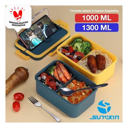 Foto Produk Lunch Box / Kotak Tempat Makan / BPA Free / FREE SENDOK GARPU 1300ML - 2B Kuning dari SUNXIN
