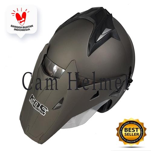 Foto Produk Helm Motor SNI 2 kaca semi KNC Trail cross Grey doff bukan JPX dari Boss helm