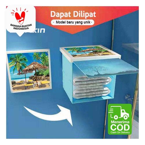 Foto Produk Lemari Kabinet Lipat Model Lukisan Rak Dinding Rak Kamar Mandi Hidden - Motif A dari SUNXIN