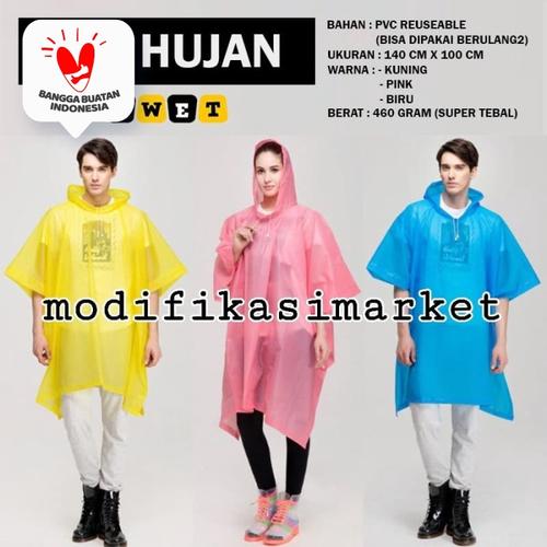 Foto Produk JAS HUJAN AWET RAIN COAT AWET BAHAN PVC REUSEABLE SUPER TEBAL ANTI AIR - Merah Muda dari Modifikasi Market
