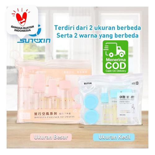 Foto Produk 7 in 1 Travel Toiletries Kit Set Botol Kecil Berpergian 1 set isi 7 - Merah Muda, Ukuran Besar dari SUNXIN