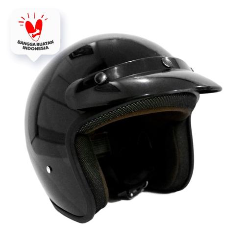 Foto Produk Helm Bogo Retro Pet Polos Hitam SNI dari JMC Helmet
