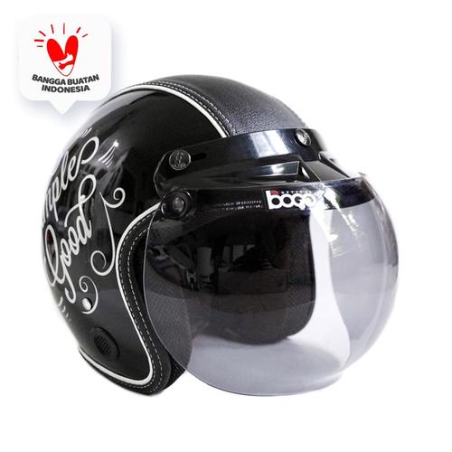 Foto Produk Helm Bogo Retro JMC Motif Simple Is Good Hitam SNI - Bogo Original dari JMC Helmet