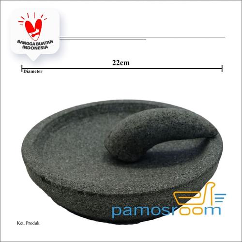 Foto Produk Pamosroom Cobek Batu & Ulekan Tempat Ulek Cabe Sambal Bumbu Dapur 22cm dari Pamosroom Living
