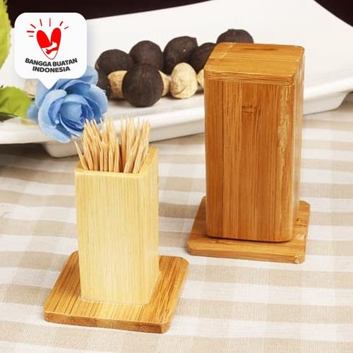 Foto Produk Kaba | penyimpanan tempat kotak tusuk gigi kayu toothpick holder murah dari Mendekor