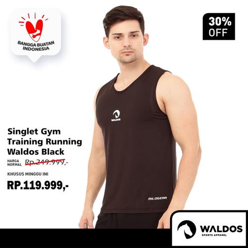 Foto Produk Singlet Running Training Gym Waldos Black - Hitam, M dari Waldos Sports Apparel
