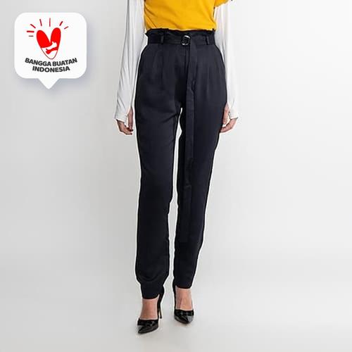 Foto Produk JENAHARA High Waisted Pants with Pleated Blue Black - Blue Black, M dari JENAHARA OFFICIAL