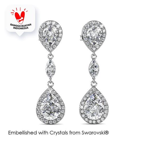 Foto Produk Layla Drop Earrings - Anting Crystal Swarovski® by Her Jewellery - White Gold dari Her Jewellery
