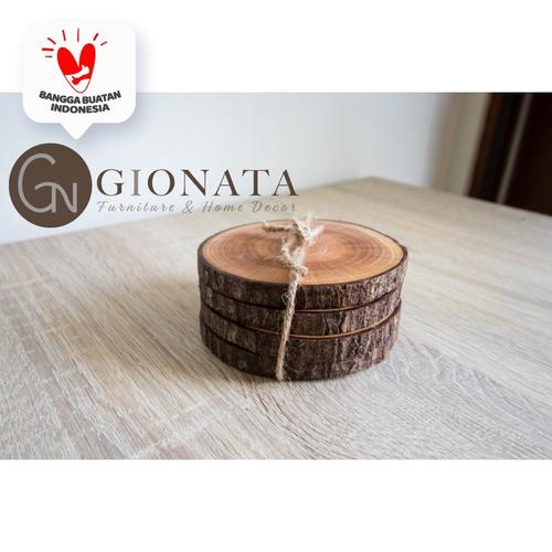 Foto Produk Wooden Coaster/Wood Slice/Potongan Kayu Decor/Alas Cangkir dari Dekornata