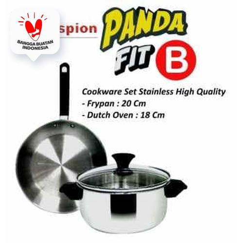 Foto Produk Maspion Panda Set Fit B Dutch Oven 18cm + Frypan 20cm Stainless Set dari Home-klik