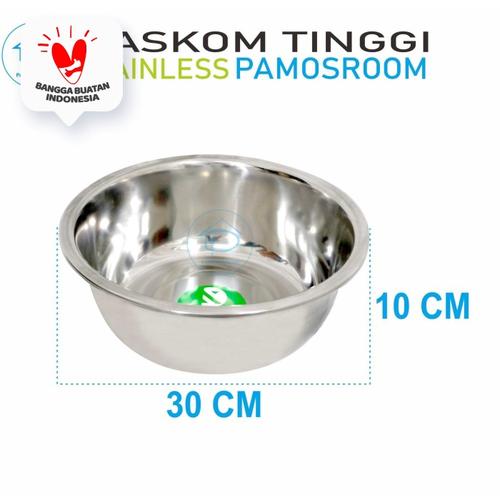 Foto Produk Komodo Baskom Tinggi 30 Cm Stainless Steel 30cm Mixing Bowl Baskom dari Pamosroom Living