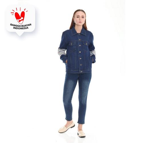 Foto Produk Empathy- Jaket Denim Kombinasi Batik Cap - Orlie Jacket Denim - Salur, L dari IWearEmpathy