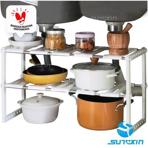 Foto Produk Rak Panci Bawah Wastafel / Kitchen Rack Tempat Bumbu / Rak 2 Tingkat dari SUNXIN