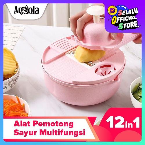 Foto Produk Angola Alat Potong Kentang Sayur E01 Pengiris ParutanvChopper Kitchen - Merah Muda dari Angola Official Store