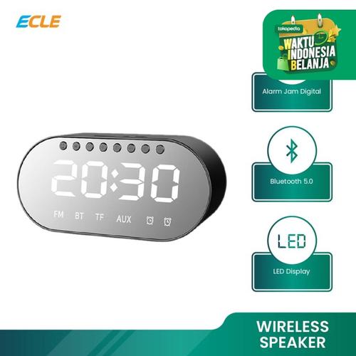 Foto Produk ECLE Bluetooth Wireless Speaker Jam Digital Alarm Bass Audio Stereo - Biru dari ECLE Official Store