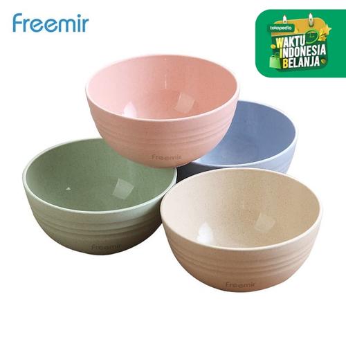 Foto Produk freemir Mangkok Wheatstraw Bowl Mangkuk Plastik Microwave Set 4 Pcs dari freemir Official Store