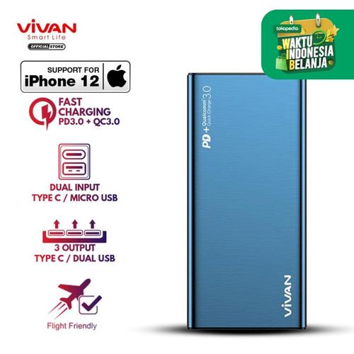 Foto Produk Power Bank 10000 mah VIVAN 2 USB Fast Charging QC3.0 PD 18W VPB-F10S - Biru dari VIVAN OFFICIAL SHOP
