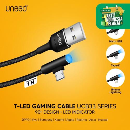 Foto Produk UNEED T-LED Kabel Data Micro USB Fast Charging Max 2.4A - UCB33M - Hitam dari Uneed Indonesia