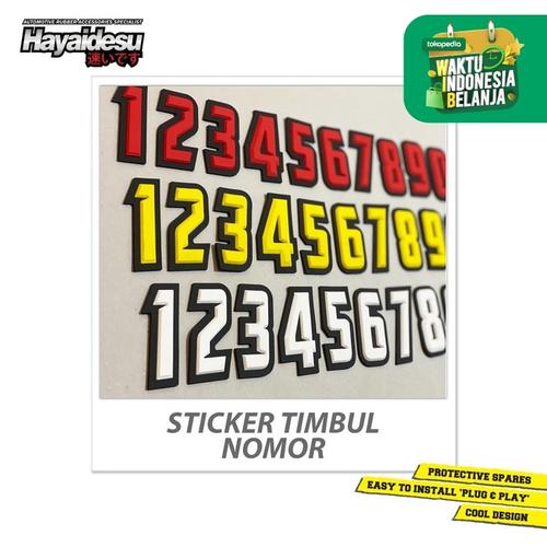Foto Produk Hayaidesu Sticker Nomor Angka 3D Timbul Decal Karet Aksesoris Variasi dari Hayaidesu Indonesia