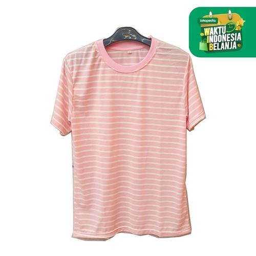 Foto Produk GARAF Kaos Pria Striple Salur Soft Katun Belang Garis Unisex - pink, XL dari Garaf Official