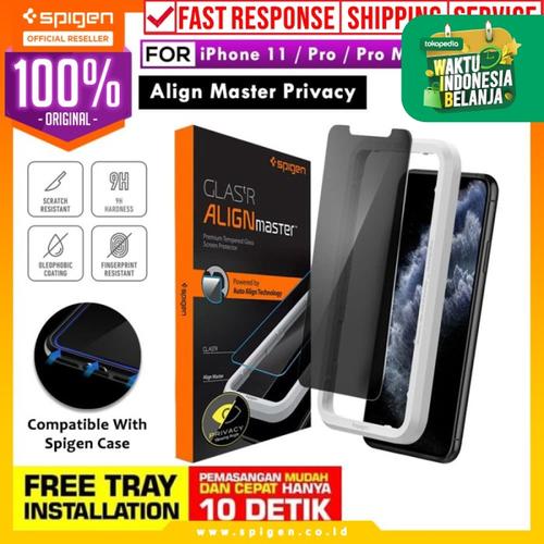 Foto Produk Tempered Glass iPhone 11 / Pro / Max / XS Max XS XR Spigen AlignMaster - 11 Pro, Privacy dari Spigen Official