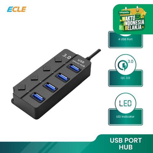 Foto Produk ECLE Original USB 4 Port HUB 3.0 High Speed Komputer / Laptop Portable dari ECLE Official Store