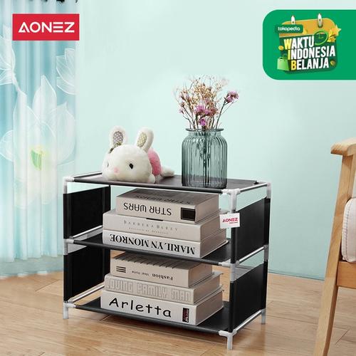 Foto Produk Aonez Rak sepatu sederhana 3 lapis kecil tempat sepatu shoe rack - Hitam, All Size dari AONEZ Official Store