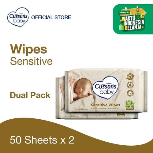 Foto Produk Cussons Baby Wipes Sensitive 50 Sheet X 2 dari Cussons Official Store