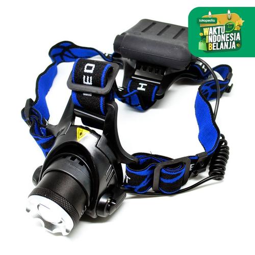 Foto Produk PAKET High Power Headlamp LED Cree Biru Baterai 2 x 18650 + Charger dari lbagstore
