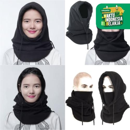 Foto Produk 4 in 1 Thermal Fleece Balaclava full face Masker Kupluk Polar Panjang - black dari lbagstore