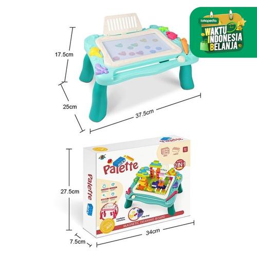 Foto Produk Meja Belajar Block Palette 2in1 | Drawing Magnetic Board Balok Susun dari ciustoys