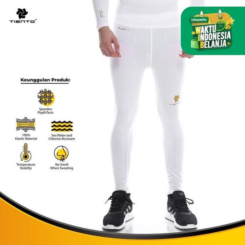 Foto Produk Tiento Baselayer Rashguard Compression Long Pants White Gold Original - Putih, S dari TIENTO