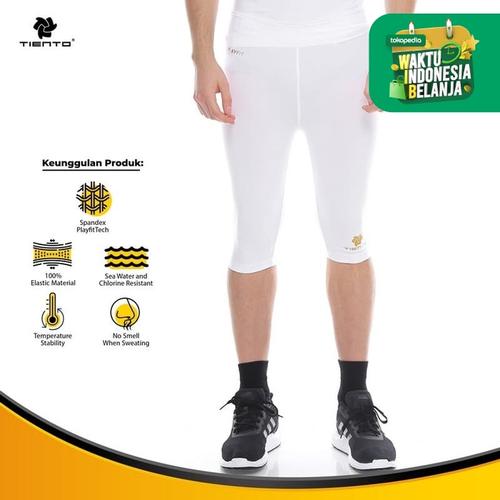 Foto Produk Baselayer Manset RashGuard Compression Tiento Half Pants White Origina - S dari TIENTO