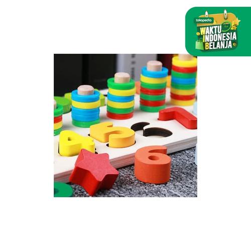 Foto Produk CMK040 Puzzle Kayu Susun 2in1 Angka dan Shape Mainan Edukasi Anak dari Mmtoys Indonesia