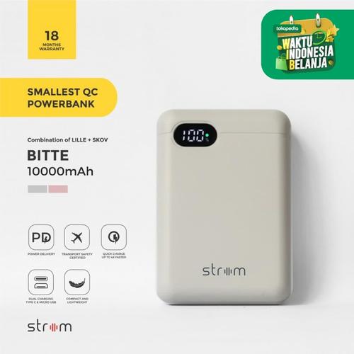 Foto Produk Strom Bitte Smallest QC PD Power Bank 10000mAh Real Capacity - Abu-Abu Muda dari Strom Indonesia
