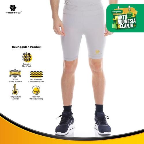 Foto Produk Tiento Baselayer Rashguard Compression Short Pants Grey Gold Original - M dari TIENTO