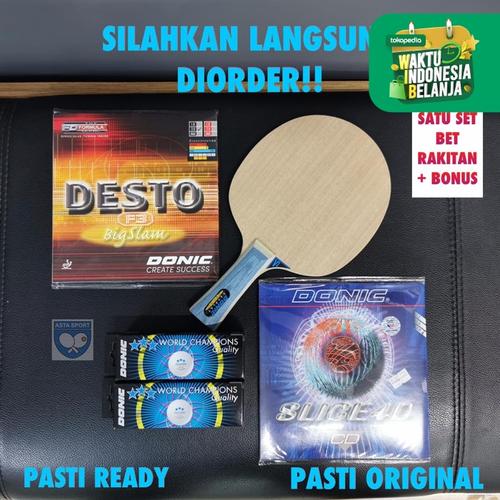 Foto Produk Bat Pingpong Bertahan Donic Defplay lengkap karet dan bola Set dari ASTA SPORT DONIC STORE