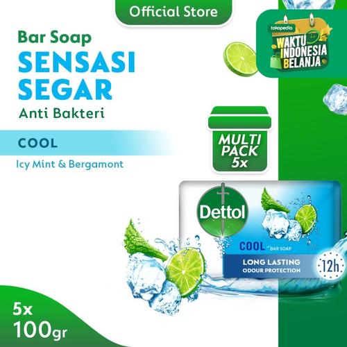 Foto Produk Dettol Sabun Batang Cool 100gr - Isi 5 - Anti Kuman - Sensasi Menthol dari Dettol Official Store