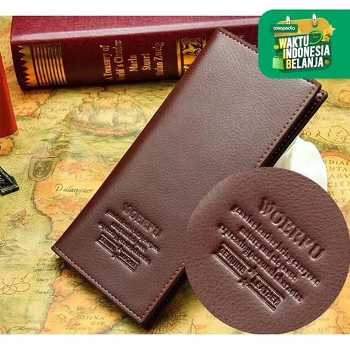 Foto Produk WOERFU Dompet Panjang Wanita Dompet Kulit Pria Long Wallet Clutch Mode - Cokelat Tua dari lbagstore