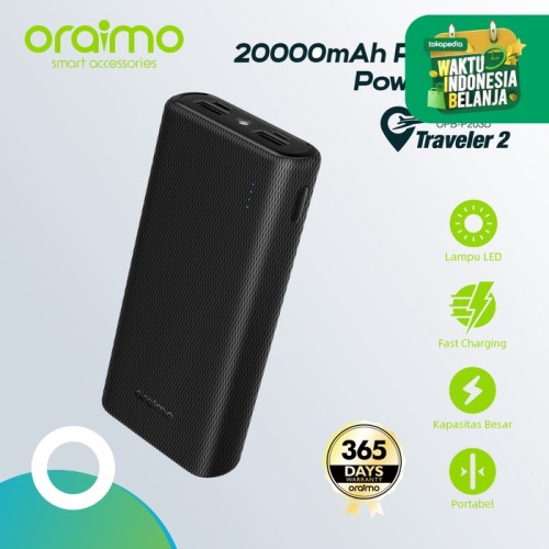 Foto Produk Oraimo Dual USB Port Fast Charging 20000mAh Powerbank OPB-P203D - Hitam dari Oraimo_indonesia
