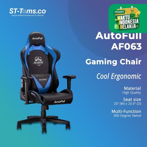 Foto Produk AutoFull Gaming Chair with Adjustable Reclining PU LeatherBack AF050 - Biru dari ST-Toms.co