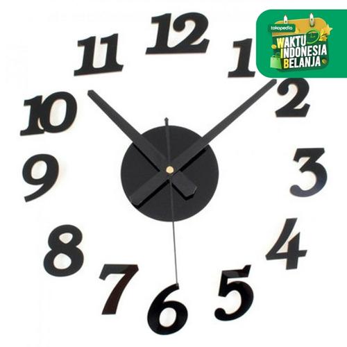 Foto Produk Jam Dinding Modern 3D Frameless Large Wall Clock DIY Dekorasi Dinding - Hitam dari lbagstore